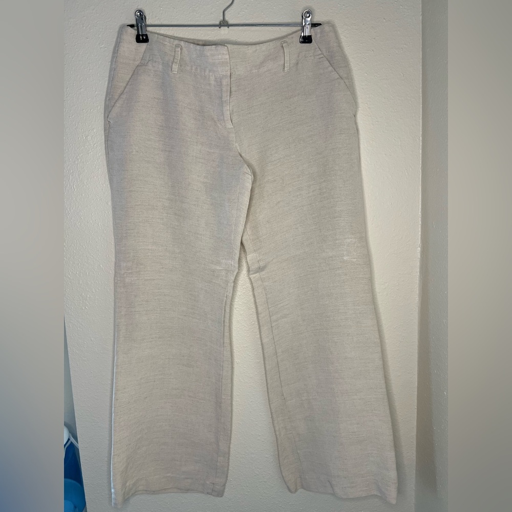 Ann Taylor Cream Linen Trousers